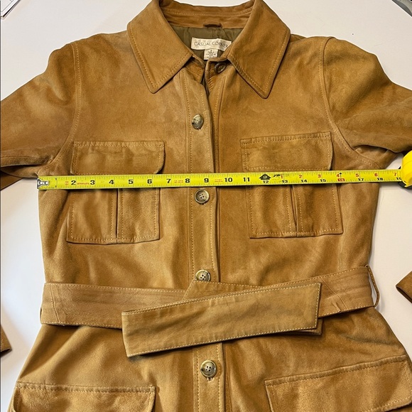 Vintage Tan Suede Trench Coat by Casual Corner, size S, belted, pockets, - Picture 4 of 16